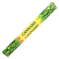 Pack of cannabis-scented incense sticks with green and yellow packaging on a white background