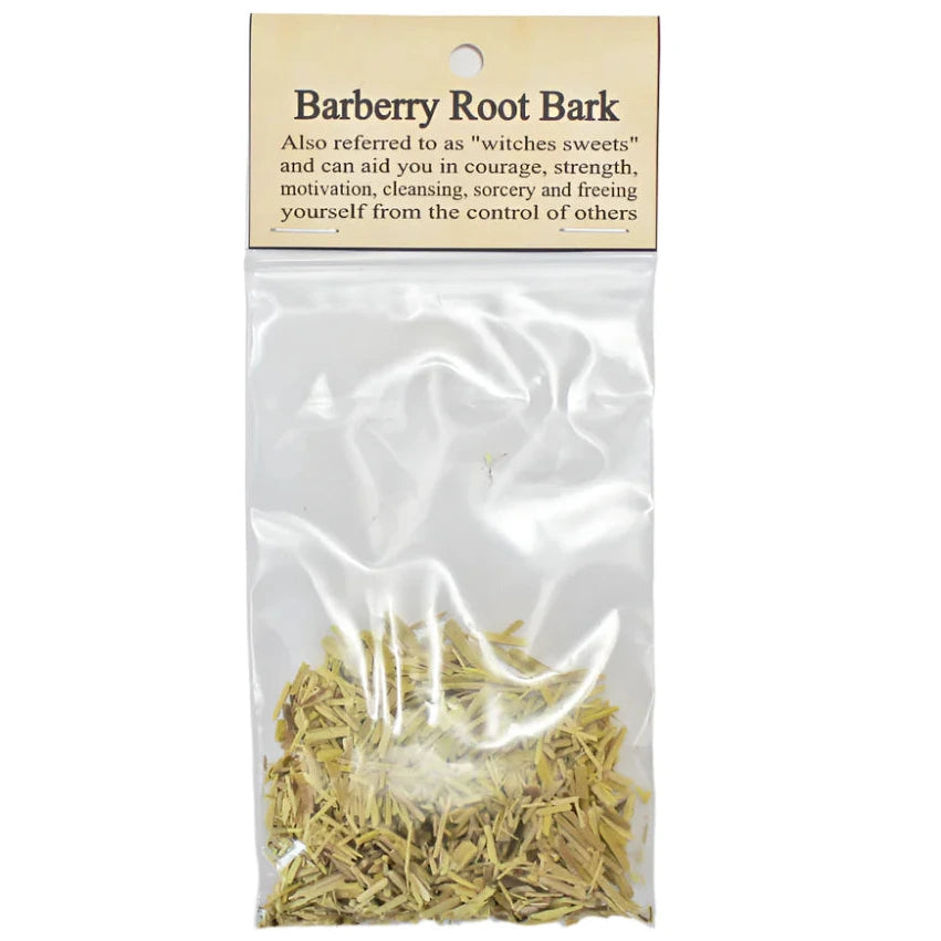 Package of barberry root bark with text on a white background