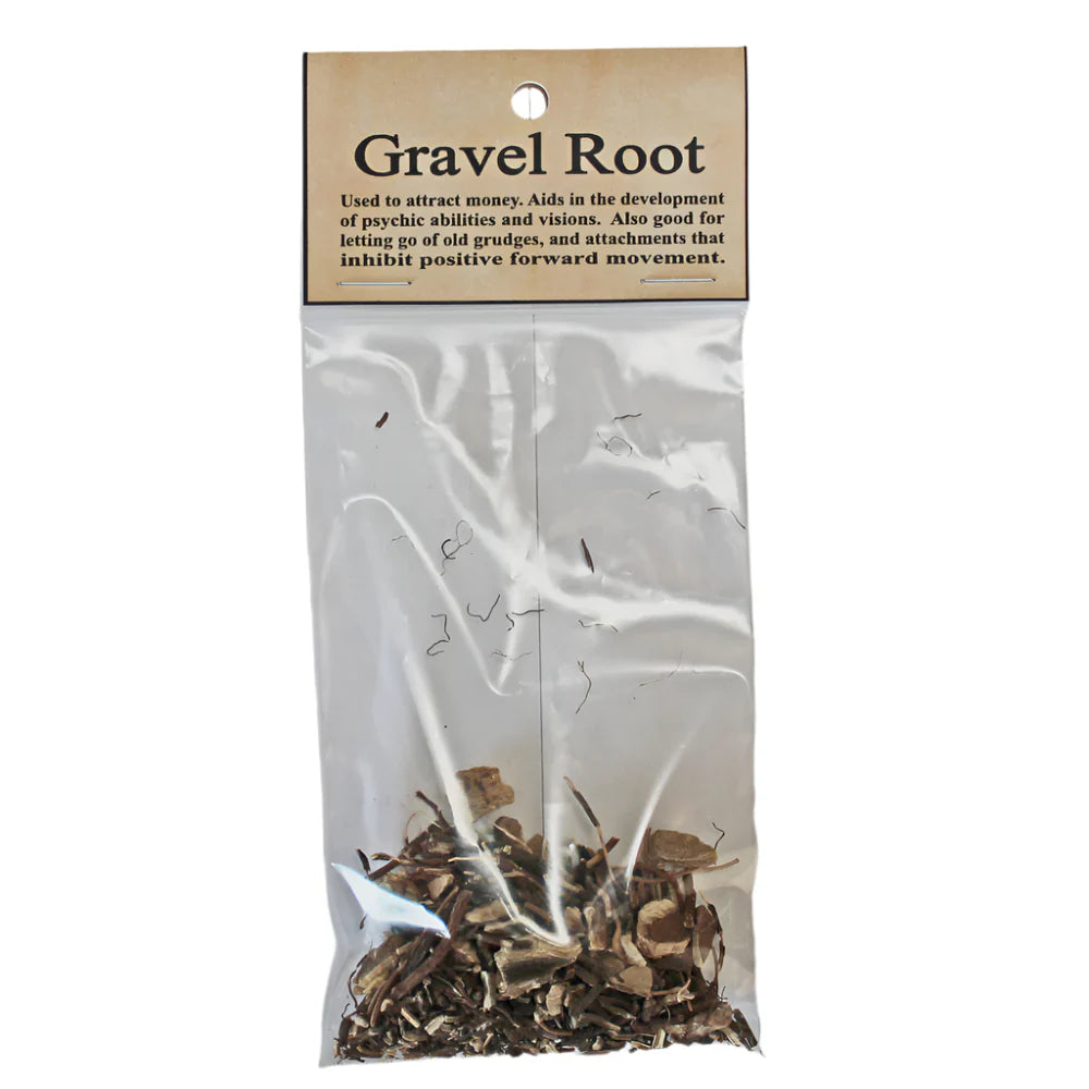 Package of gravel root with a label on a white background