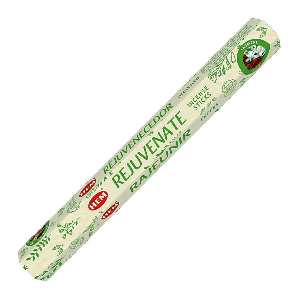 Pack of HEM Rejuvenate incense sticks on a white background