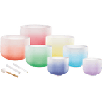 7 Chakra Color Quartz Crystal Singing Bowl Set (8"-14")