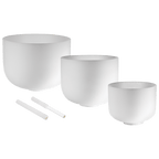 432 Hz Crystal Singing Bowls 8” F4, 10” D4, 12” C4 - Pure Harmony Set