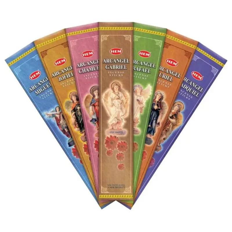 HEM angel incense packets in various colors on a white background